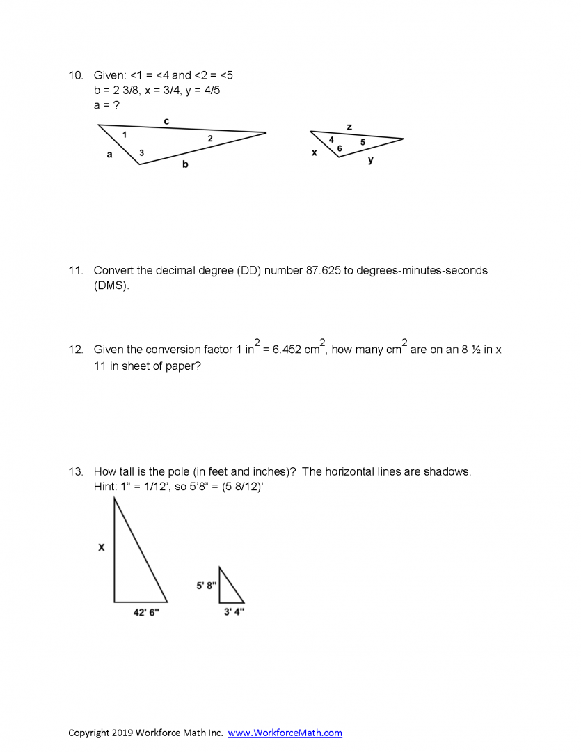 Workforce Math Assessment Test – WORKFORCE MATH